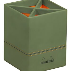 RHODIA Pot à crayons, en similicuir, sauge