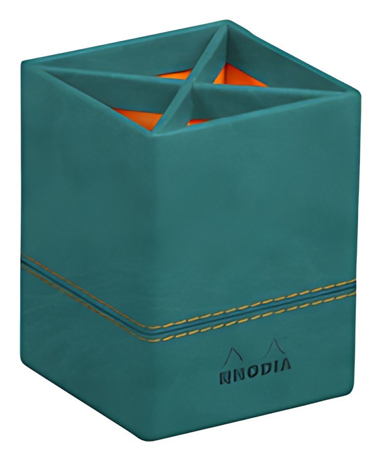 RHODIA Pot à crayons, en simili cuir, paon