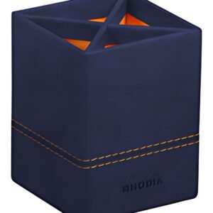 RHODIA Pot à crayons, en similicuir, bleu nuit
