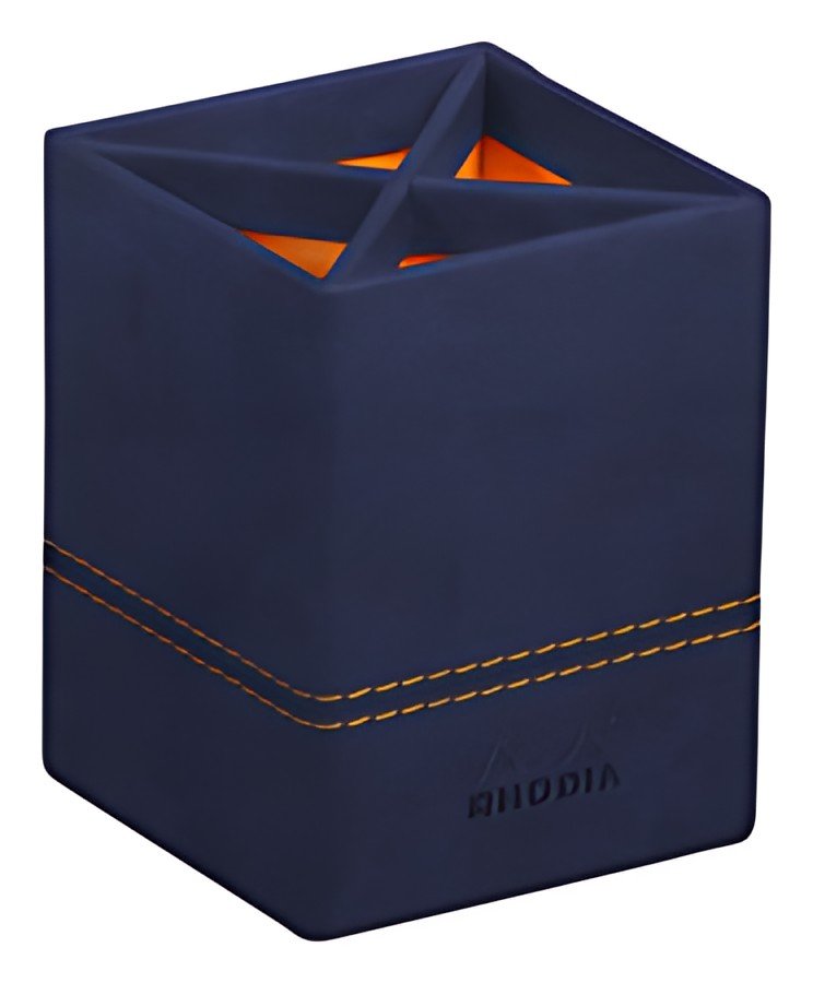 RHODIA Pot à crayons, en similicuir, bleu nuit