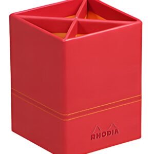 RHODIA Pot à crayons, en similicuir, coquelicot