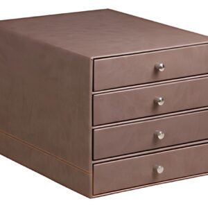 RHODIA Trieur 4 tiroirs, en simili cuir, chocolat