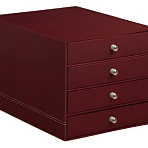 RHODIA Trieur 4 tiroirs, en simili cuir, lie de vin