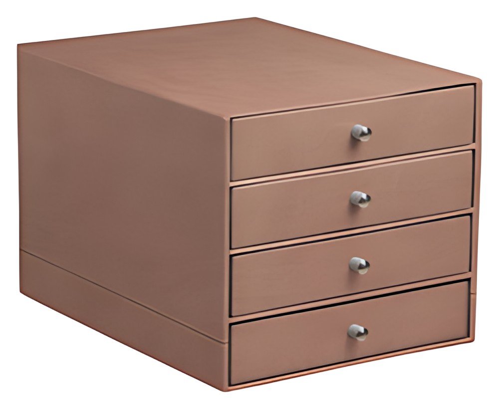 RHODIA Trieur 4 tiroirs, en simili cuir, bois de rose