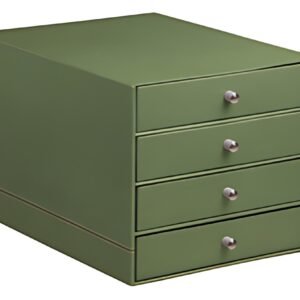 RHODIA Trieur 4 tiroirs, en simili cuir, sauge