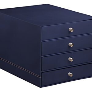 RHODIA Trieur 4 tiroirs, en simili cuir, bleu nuit