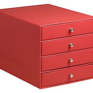 RHODIA Trieur 4 tiroirs, en simili cuir, coquelicot