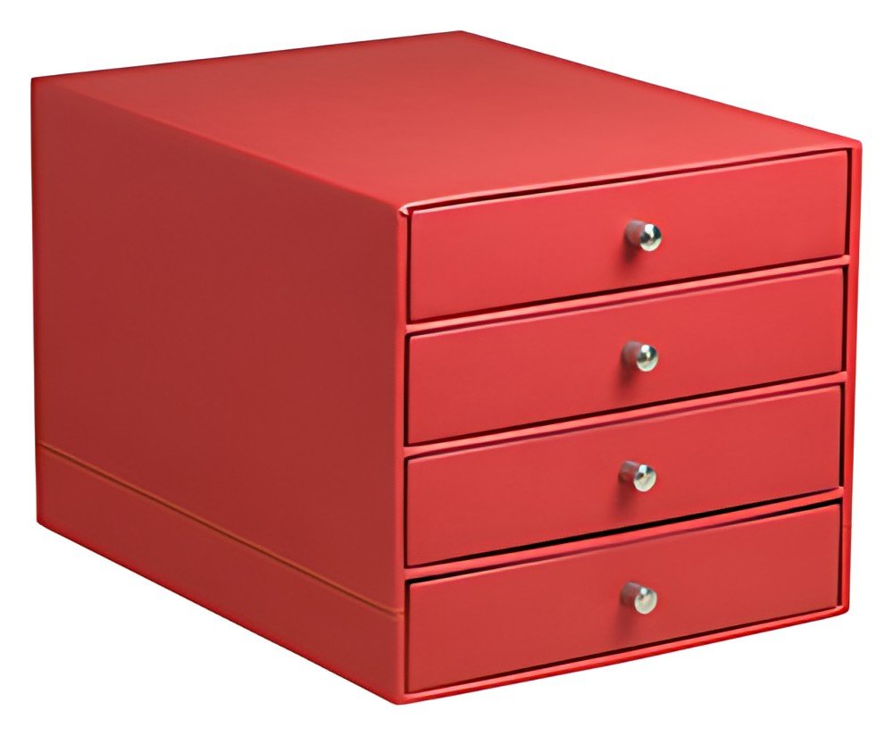 RHODIA Trieur 4 tiroirs, en simili cuir, coquelicot