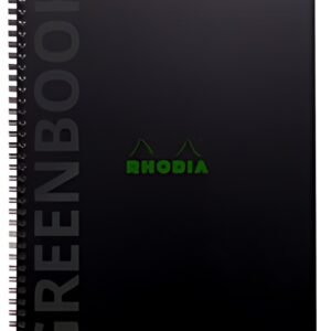 RHODIA Cahier à spirale GREENBOOK, A4+, quadrillé, noir