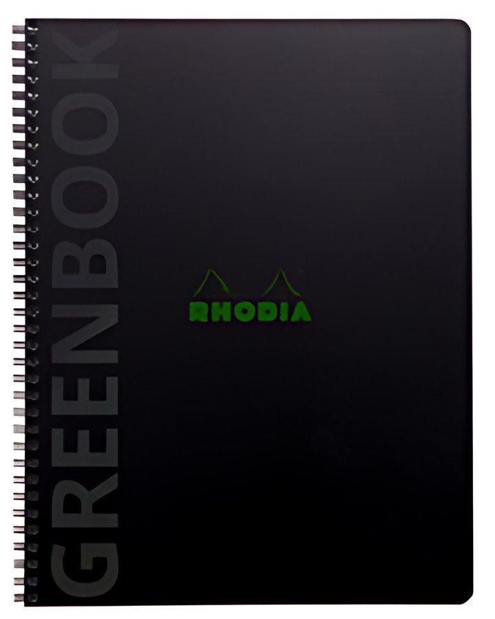 RHODIA Cahier à spirale GREENBOOK, A4+, ligné, noir