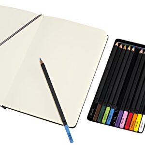 MOLESKINE Kit croquis aquarelle, carnet L/A5 + 12 crayons