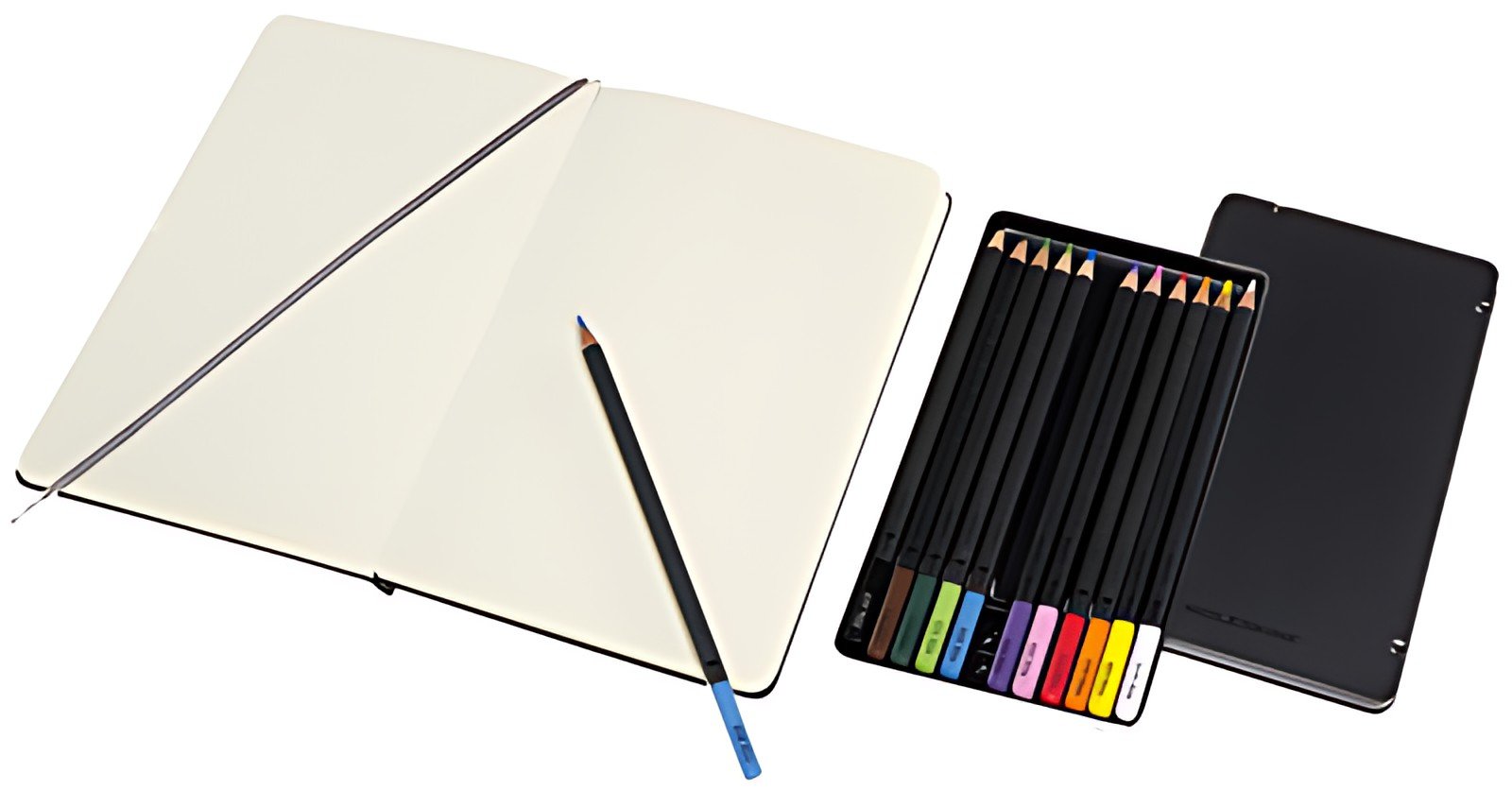 MOLESKINE Kit croquis aquarelle, carnet L/A5 + 12 crayons