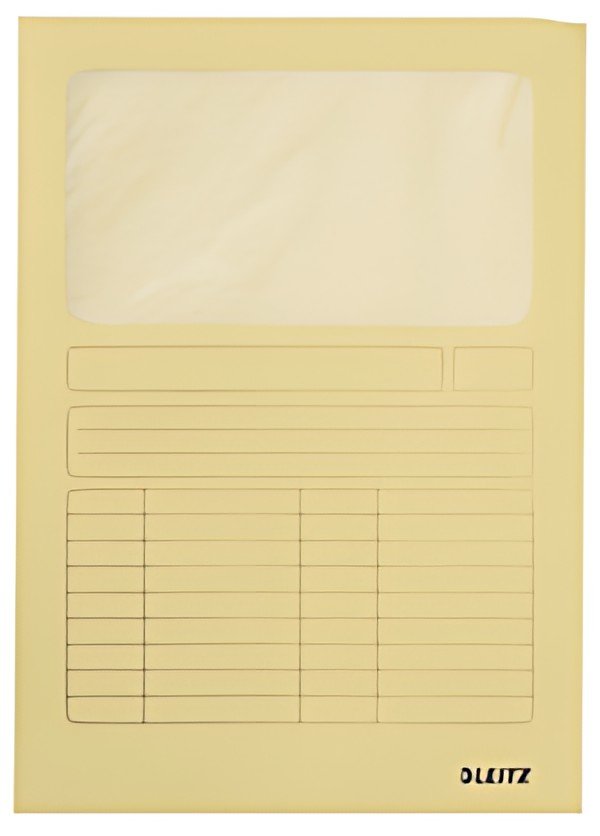 LEITZ Chemise à fenêtre, format A4, carton, jaune, 160 g/m2