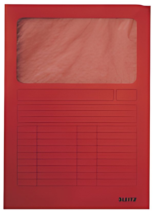 LEITZ Chemise à fenêtre, format A4, carton, rouge, 160 g/m2