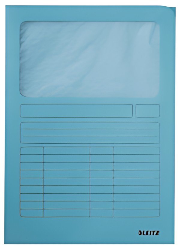 LEITZ Chemise à fenêtre, format A4, carton, bleu clair,