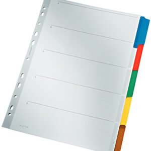 LEITZ Intercalaires en carton mylar, blanc, A4, gris, 5