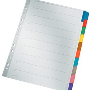 LEITZ Intercalaires en carton mylar, blanc, A4, gris, 10