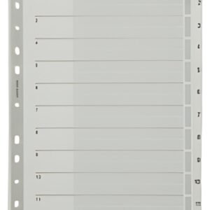 LEITZ Intercalaires en carton mylar, chiffres, A4, 1-12,gris