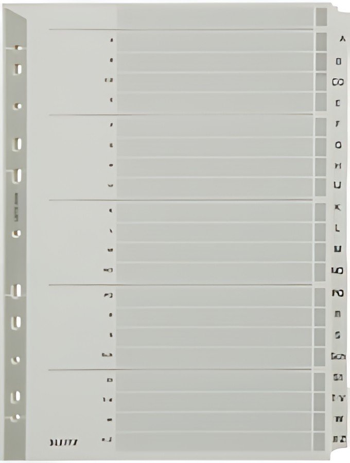 LEITZ Intercalaires, mylar, carton, A-Z, A4, 20 touches,gris