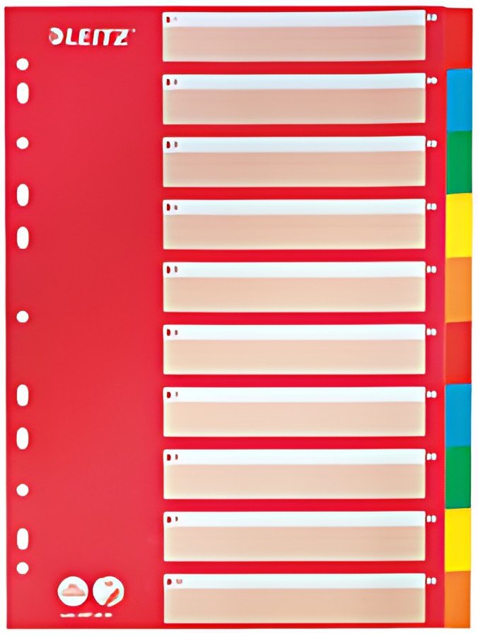 LEITZ Intercalaires en carton, blanc, A4, 10 touches,