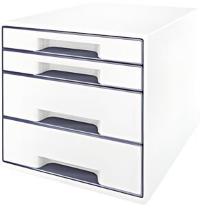 LEITZ Bloc de classement WOW CUBE, 4 tiroirs, blanc/gris