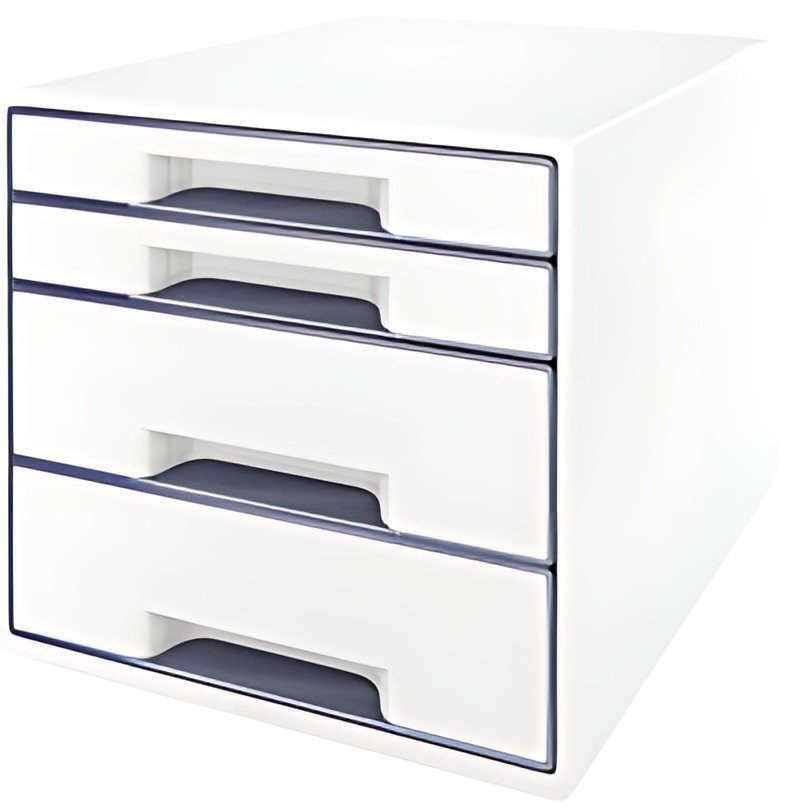 LEITZ Bloc de classement WOW CUBE, 4 tiroirs, blanc/gris