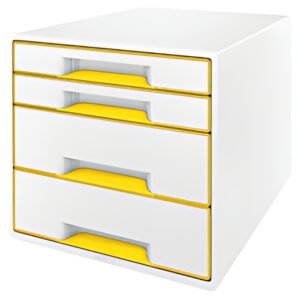 LEITZ Bloc de classement WOW CUBE, 4 tiroirs, blanc/jaune
