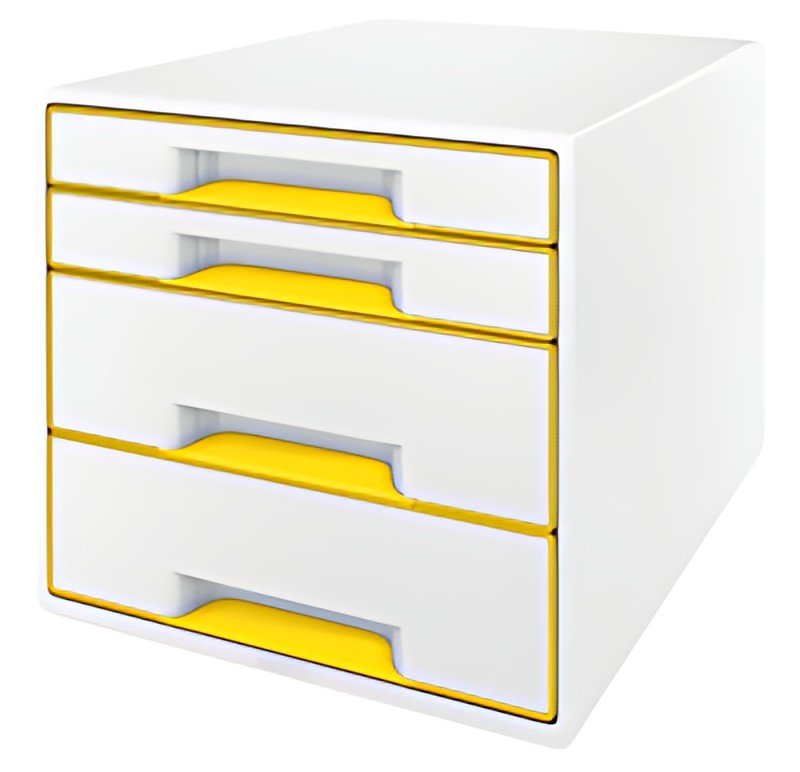 LEITZ Bloc de classement WOW CUBE, 4 tiroirs, blanc/jaune