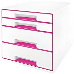 LEITZ Bloc de classement WOW CUBE, 4 tiroirs, blanc/rose