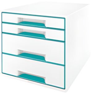 LEITZ Bloc de classement WOW CUBE, 4 tiroirs, blanc/menthe