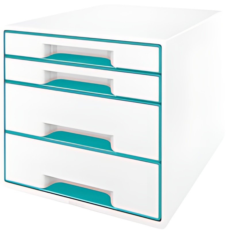 LEITZ Bloc de classement WOW CUBE, 4 tiroirs, blanc/menthe