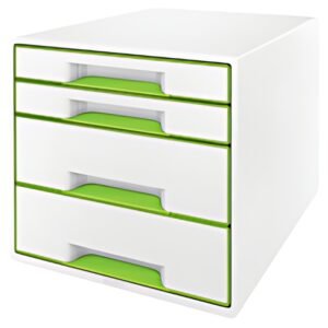 LEITZ Bloc de classement WOW CUBE, 4 tiroirs, blanc/vert