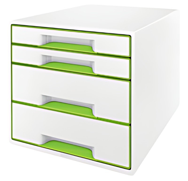 LEITZ Bloc de classement WOW CUBE, 4 tiroirs, blanc/vert