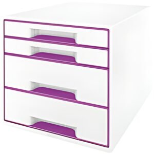 LEITZ Bloc de classement WOW CUBE, 4 tiroirs, blanc/violet