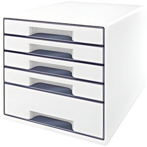 LEITZ Bloc de classement WOW CUBE, 5 tiroirs, blanc/gris