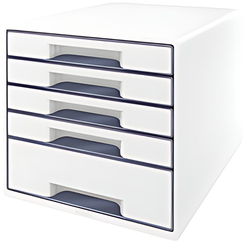 LEITZ Bloc de classement WOW CUBE, 5 tiroirs, blanc/gris