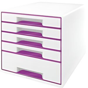 LEITZ bloc de classement WOW CUBE, 5 tiroirs, blanc perle /