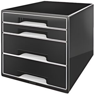 LEITZ Bloc de classement WOW CUBE, 4 tiroirs, noir/gris
