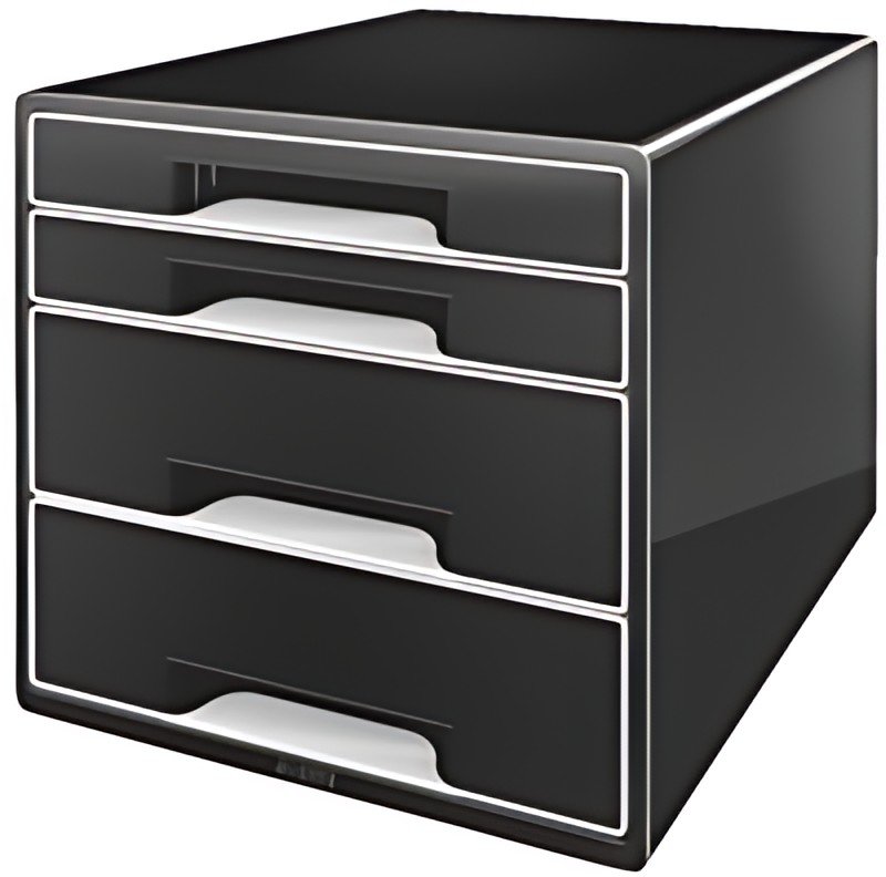 LEITZ Bloc de classement WOW CUBE, 4 tiroirs, noir/gris