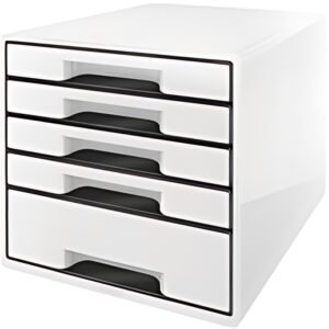 LEITZ Bloc de classement WOW CUBE, 5 tiroirs, blanc perlé/