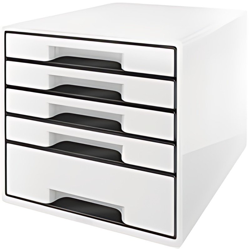 LEITZ Bloc de classement WOW CUBE, 5 tiroirs, blanc perlé/