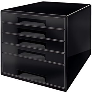 LEITZ Bloc de classement WOW CUBE, 5 tiroirs, noir/gris