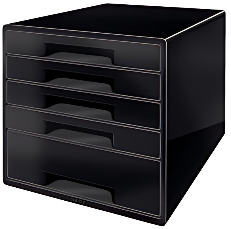 LEITZ Bloc de classement WOW CUBE, 5 tiroirs, noir/gris