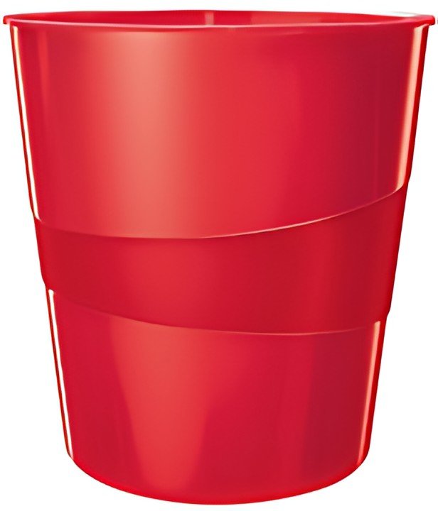 LEITZ Corbeille à papier WOW, en plastique, 15 litres, rouge