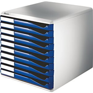 LEITZ Module de classement formulaires,10 tiroirs,gris/bleu