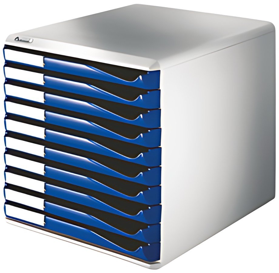 LEITZ Module de classement formulaires,10 tiroirs,gris/bleu
