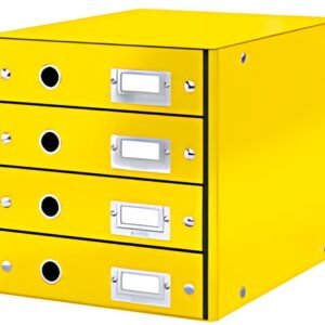 LEITZ Bloc de classement Click & Store WOW, 4 tiroirs, jaune