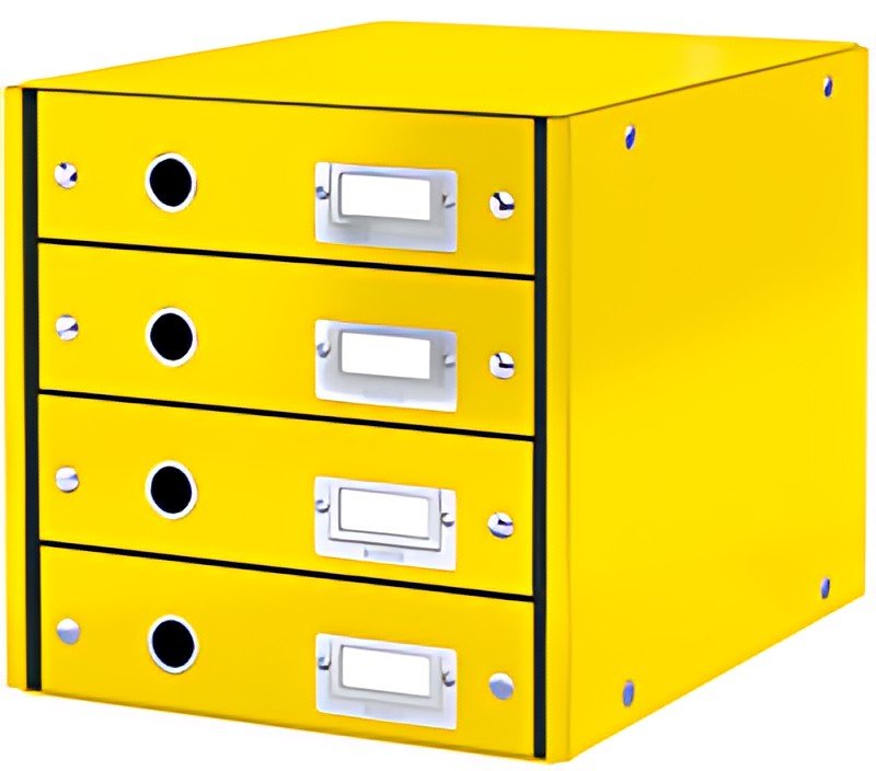 LEITZ Bloc de classement Click & Store WOW, 4 tiroirs, jaune