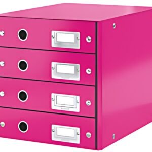 LEITZ Bloc de classement Click & Store WOW, 4 tiroirs, rose