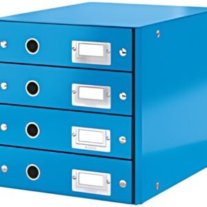 LEITZ Bloc de classement Click & Store WOW, 4 tiroirs, bleu